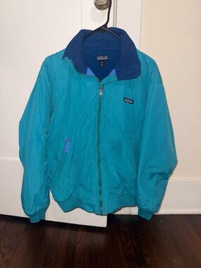 Vintage Patagonia Jacket, Women’s 10, Teal Fleece-Lined,Made in USA Retro Bomber